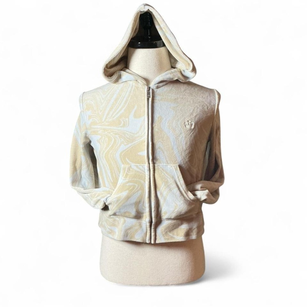 Y2K Juicy Couture Velour Swirl Zip Up Hoodie Jacket Women's Size‎ M